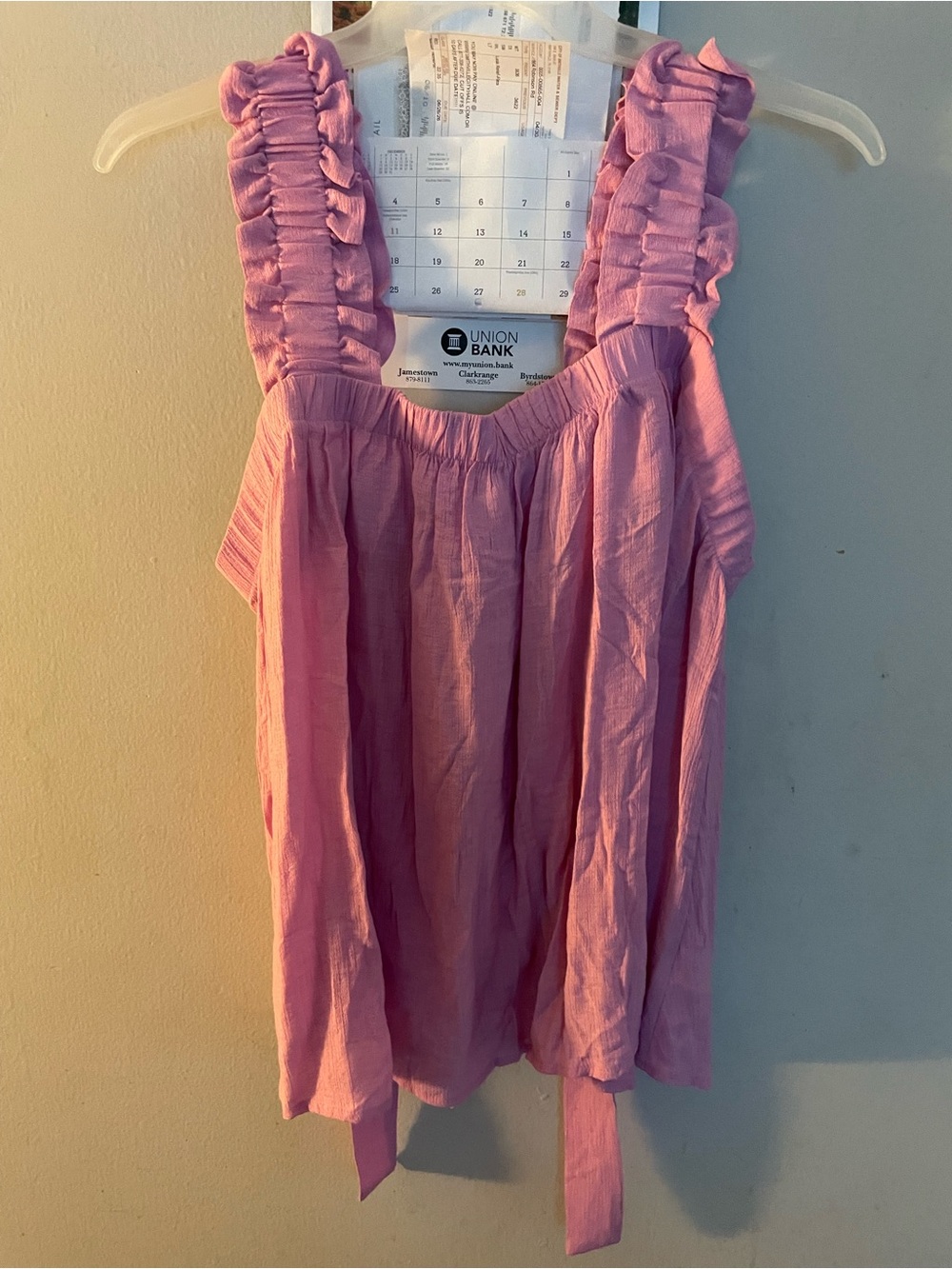 Blu Pepper Lavender Ruffled Strap Sleeveless Top